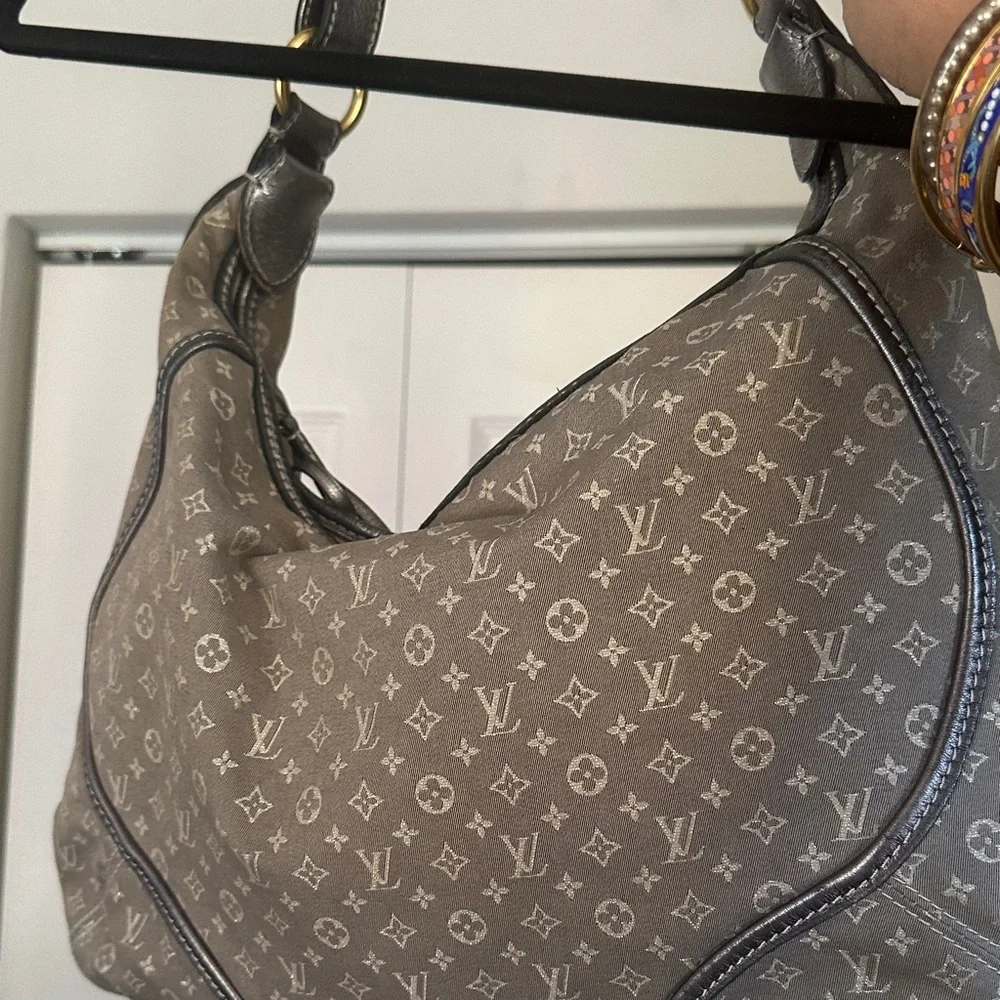 Authentic Louis Vuitton Manon gray Jean GM Mini Lin Manon Monogram Shoulder Bag
